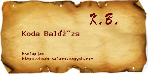 Koda Balázs névjegykártya